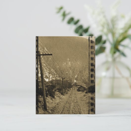 Circa 1910 Sepia Railroad Tracks West Photo Train Briefkaart (Staand voorkant)