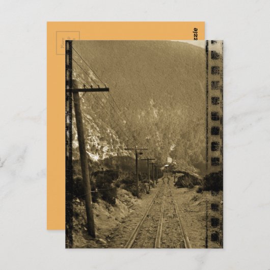 Circa 1910 Sepia Railroad Tracks West Photo Train Briefkaart (Voorkant / Achterkant)