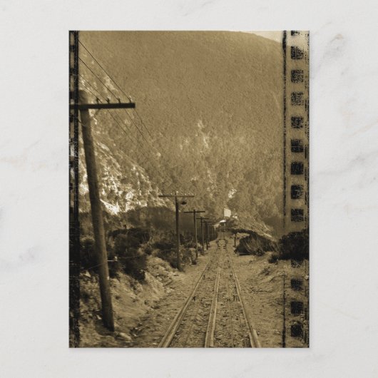 Circa 1910 Sepia Railroad Tracks West Photo Train Briefkaart (Voorkant)