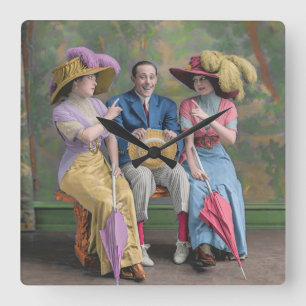 Circa 1910 Vaudeville artiesten print Vierkante Klok