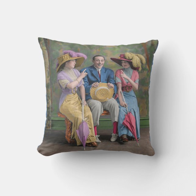 circa 1910 vaudeville-artiestenprint kussen (Voorkant)
