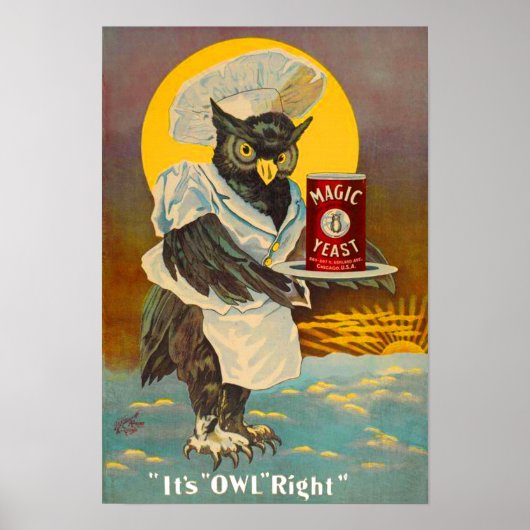 circa 1912 Magic Yeast owl en print (Voorkant)