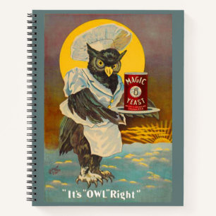circa 1912 Magic Yeast owl en print Notitieboek