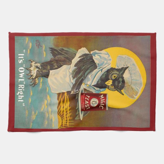 circa 1912 Magic Yeast owl en print Theedoek (Horizontaal)