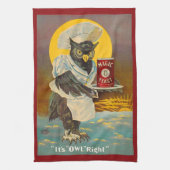 circa 1912 Magic Yeast owl en print Theedoek (Verticaal)