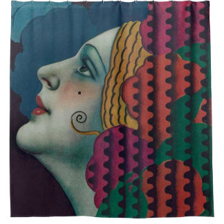 circa 1930 art deco vrouw print douchegordijn