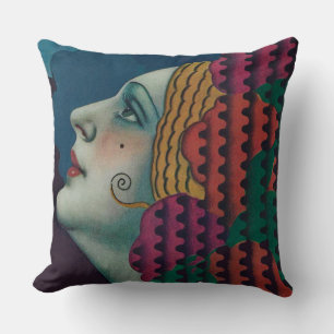 circa 1930 art deco vrouw print kussen