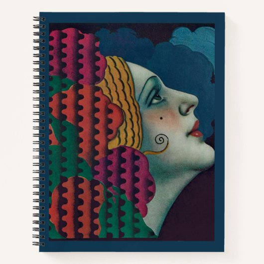 circa 1930 art deco vrouw print notitieboek (Voorkant)