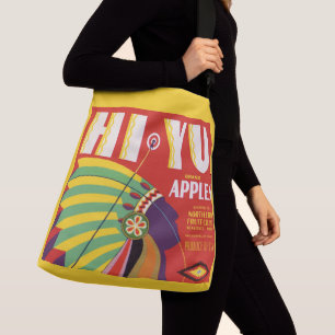 circa 1930 Hi Yu Appels kratlabel Crossbody Tas