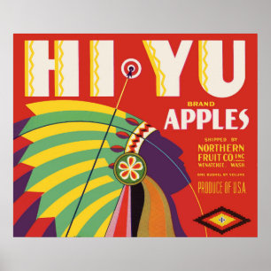 circa 1930 Hi Yu Apples krat label print
