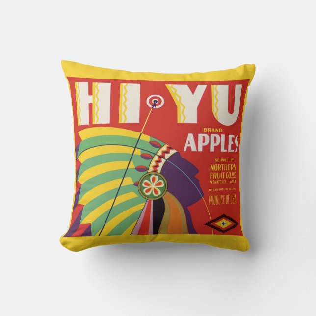circa 1930 Hi Yu Apples krat label print Kussen (Voorkant)
