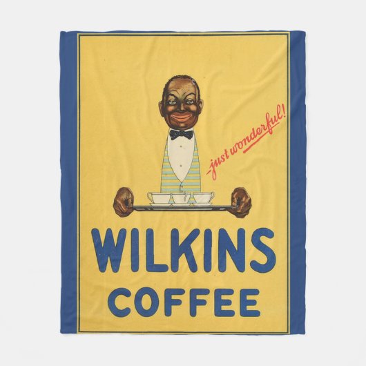 circa 1930 Wilkins koffie en gedrukt Fleece Deken (Voorkant)