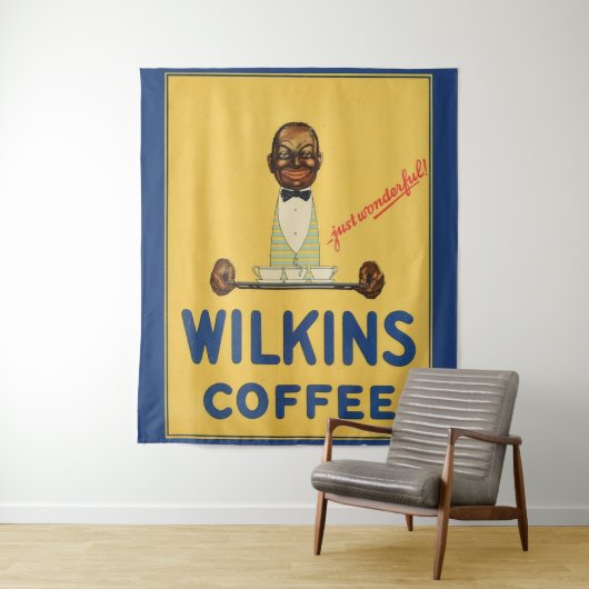 circa 1930 Wilkins koffie en gedrukt Wandkleed (In situ)