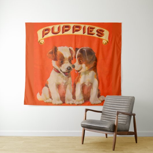 circa 1934 PUPPIES print Wandkleed (In Situ (horizontaal))