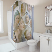 circa 1940 mooie vrouwelijke print douchegordijn (In situ)