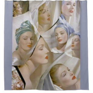 circa 1940 mooie vrouwelijke print douchegordijn