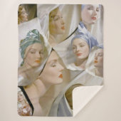 circa 1940 mooie vrouwelijke print sherpa deken (Voorkant)