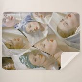 circa 1940 mooie vrouwelijke print sherpa deken (Voorkant (horizontaal))