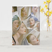 circa 1940 mooie vrouwen kaart (Gele Bloem)