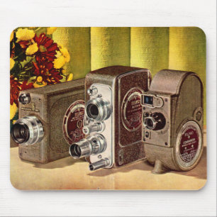 circa 1950 filmcamera's voor thuisgebruik muismat