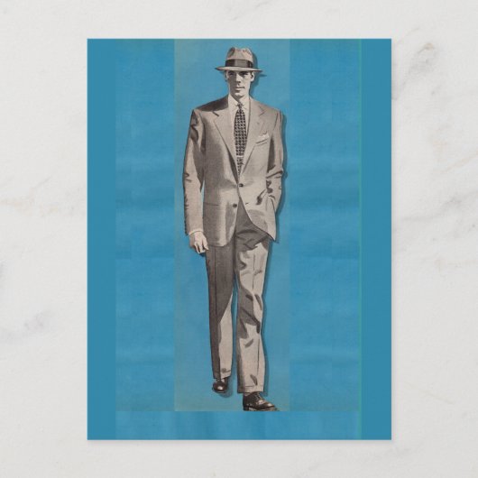 circa 1950 man met scherpe kleuring briefkaart (Voorkant)