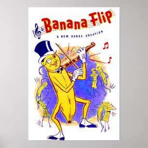 circa 1950 muziek van de banaandraf poster