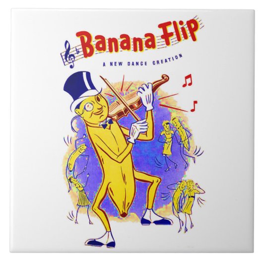circa 1950 muziekcover in bananenspiegels tegeltje (Voorkant)