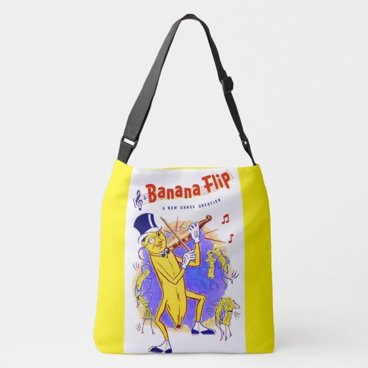 circa 1950 muziekprint van banaanspiegels crossbody tas (Achterkant)