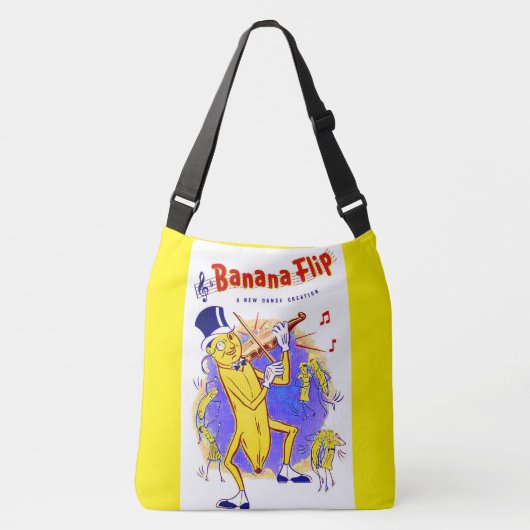 circa 1950 muziekprint van banaanspiegels crossbody tas (Voorkant)