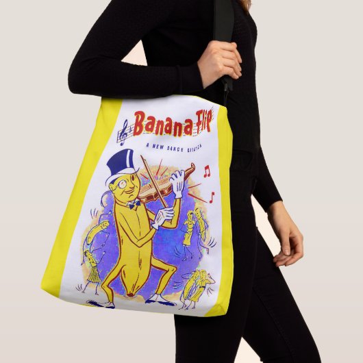 circa 1950 muziekprint van banaanspiegels crossbody tas (Dichtbij)