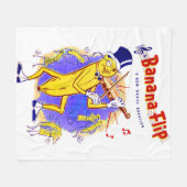 circa 1950 muziekprint van banaanspiegels fleece deken (Voorkant (Horizontaal))