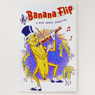 circa 1950 muziekprint van banaanspiegels legpuzzel