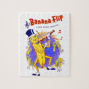 circa 1950 muziekprint van banaanspiegels legpuzzel