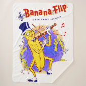 circa 1950 muziekprint van banaanspiegels sherpa deken (Voorkant)