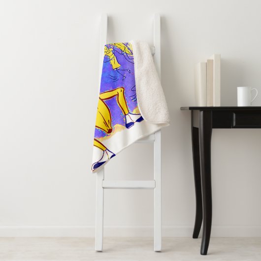 circa 1950 muziekprint van banaanspiegels sherpa deken (In situ)