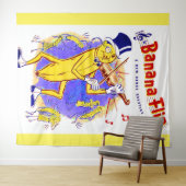 circa 1950 muziekprint van banaanspiegels wandkleed (In Situ (horizontaal))