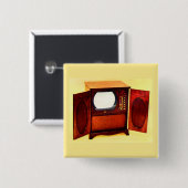 circa 1950 televisietoestel nr. 1 vierkante button 5,1 cm (Voorkant /achterkant)