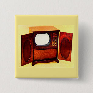 circa 1950 televisietoestel nr. 1 vierkante button 5,1 cm