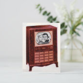 circa 1951 televisietoestel man en vrouw briefkaart (Staand voorkant)