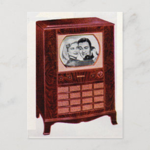 circa 1951 televisietoestel man en vrouw briefkaart