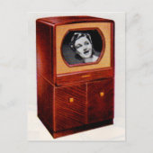 circa 1951 televisietoestel zingend vrouw briefkaart (Voorkant)