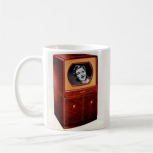 circa 1951 televisietoestel zingend vrouw koffiemok