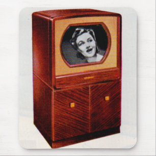 circa 1951 televisietoestel zingend vrouw muismat