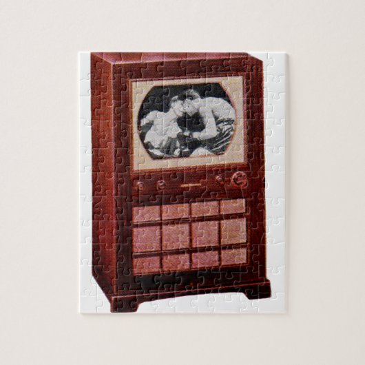 circa 1951 televisietoestellen die boxing uitzende legpuzzel (Verticaal)