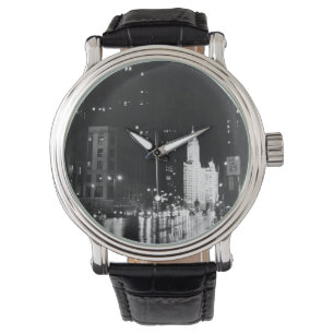 circa 1954: Een uitzicht op Michigan Avenue Horloge