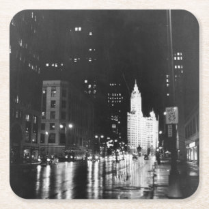 circa 1954:  Een uitzicht op Michigan Avenue Kartonnen Onderzetters