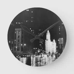 circa 1954: Een uitzicht op Michigan Avenue Ronde Klok