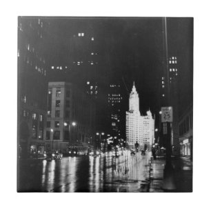 circa 1954: Een uitzicht op Michigan Avenue Tegeltje