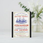 Circassiaanse Clipper zeilschip 1866 Briefkaart (Staand voorkant)