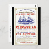 Circassiaanse Clipper zeilschip 1866 Briefkaart (Voorkant / Achterkant)